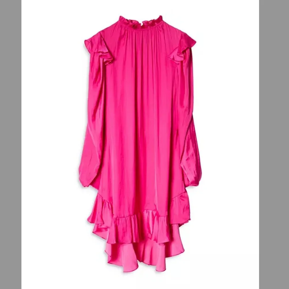 Zadig & Voltaire Ruins Satin Dress, high lowPink, Size Small EUC - Picture 2 of 14